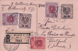 Autriche, Entier Postal + Timbres Recommandé, Wien - La Chaux De Fonds Suisse (28.9.21) - Storia Postale