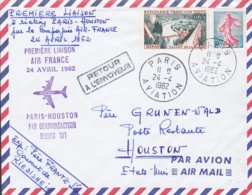 France Air Mail Par Avion Boing 707 Premiere Liason First Flight PARIS AVIATION 1962 Cover Lettre Semeuse Lignée - 1957-1959 Moissonneuse