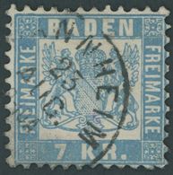 BADEN 25b O, 1871, 7 Kr. Hellblau, Feinst, Mi. 130.- - Sonstige & Ohne Zuordnung