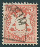 BAYERN 27Xb O, 1870, 18 Kr. Dunkelziegelrot, Wz. Enge Rauten, Kabinett, Gepr. Brettl, Mi. (240.-) - Sonstige & Ohne Zuordnung