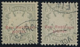 BAYERN P 4/5 O, 1876, 3 Und 5 Pf. Grüngrau, Wz. 2, 2 Prachtwerte, Mi. 70.- - Sonstige & Ohne Zuordnung