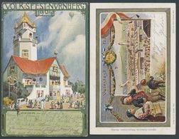 BAYERN PP 15C BRIEF, Privatpost: 1902/4, 5 Pf. Wappen Volksfest, 2 Verschiedene Farbige Festpostkarten Mit Ballon (PP 15 - Altri & Non Classificati