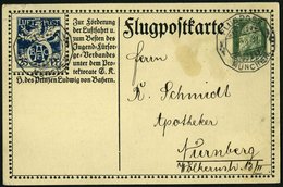 BAYERN SFP 1/02 BRIEF, 1912, 25 Pf. Blau BEAC Und 5 Pf. Grün, Alpenkette, Sonderstempel MÜNCHEN, Karte Eckknitter, Feins - Sonstige & Ohne Zuordnung