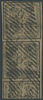 BRAUNSCHWEIG 9a O, 1857, 10/4 Gr. Schwarz Auf Graubraun, Senkrechter Block Mit Nummernstempel 9, Pracht, Signiert Starau - Braunschweig