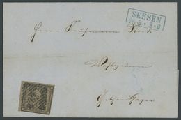 BRAUNSCHWEIG 9a BRIEF, 1862, 4/4 Ggr. Schwarz Auf Graubraun Mit Nummernstempel 39 Auf Brief Aus SEESEN, Pracht - Brunswick