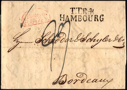 HAMBURG - THURN UND TAXISCHES O.P.A. 1829, TT.R.4. HAMBOURG, L2 Auf Brief Nach Bordeaux, Roter Segmentstempel ALLEMAGNE  - Otros & Sin Clasificación