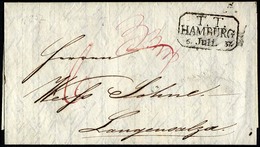 HAMBURG - THURN UND TAXISCHES O.P.A. 1837, T.T. HAMBURG, R3 Auf Forwarded-Letter Von Leeds Nach Langensalza, Rückseitige - Altri & Non Classificati