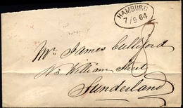 HAMBURG VORPHILA 1864, HAMBURG, Ovalstempel Auf Brief Nach Sunderland, Rückseitiger Ankunftsstempel, Oben Öffnungsmängel - Otros & Sin Clasificación