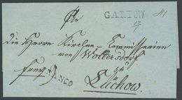 HANNOVER GARTOW, L1 Auf Briefhülle Nach Woltersdorf Bei Lückow, L1 FRANCO, Pracht - Prephilately