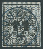 HANNOVER 11 O, 1856, 1/15 Th. Schwarz/grauultramarin, Blauer K1 GOSLAR, Pracht, Mi. 100.- - Hanovre
