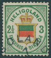 HELGOLAND 17a O, 1877, 3 Pf. Dkl`grün/gelb/zinnoberrot, Bis Auf Einige Beanstandungen Ein Farbfrisches Prachtstück - Helgoland