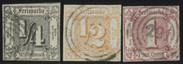 THURN Und TAXIS 26,28/9 O, 1862, 1/4, 1/2 Und 1 Sgr., 3 Breitrandige Pracht- Und Kabinettwerte - Altri & Non Classificati