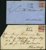 BAHNPOST NDP 4,16 BRIEF, Tönning-Ohrstedt, L3 Auf 2 Briefen Mit 1 Gr. Karmin Von 1868 Und 1869, Feinst/Pracht - Macchine Per Obliterare (EMA)