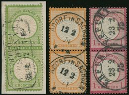 Dt. Reich 17a,18,19 Paar O, 1872, 1/3 Gr., 1/2 Gr. Und 1 Gr., Je Im Senkrechten Paar, Normale Zähnung, Pracht, Geprüft - Gebraucht