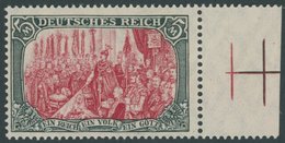 Dt. Reich 97AIb *, 1906, 5 M. Friedensdruck, Karmin Quarzend, Falzrest, Pracht, Mi. 60.- - Other & Unclassified