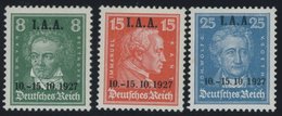 Dt. Reich 407-09 *, 1927, I.A.A., Falzrest, Prachtsatz, Mi. 65.- - Used Stamps