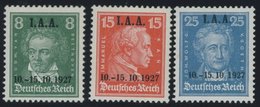 Dt. Reich 407-09 *, 1927, I.A.A., Falzrest, Prachtsatz, Mi. 65.- - Usados