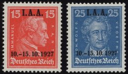 Dt. Reich 408/9 **, 1927, 15 Und 25 Pf. I.A.A., 2 Prachtwerte, Normale Zähnung, Pracht, Mi. 160.- - Used Stamps