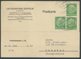 Dt. Reich 468 BRIEF, 1935, 5 Pf. Hindenburg, 3x Auf Firmen-Postkarte Luftschiffbau Zeppelin In Die USA, Feinst - Used Stamps