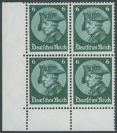 Dt. Reich 479 VB **, 1933, 6 Pf. Friedrich Der Große Im Linken Unteren Eckrandviererblock Aus Markenheftchenbogen, Unter - Otros & Sin Clasificación