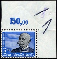 Dt. Reich 539x **, 1934, 3 RM Graf Zeppelin, Senkrechte Gummiriffelung, Pracht, Mi. 200.- - Altri & Non Classificati