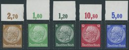 Dt. Reich 548-50,552/3POR **, 1934, 3 - 6, 12 Und 25 Pf. Hindenburg-Trauer, Plattendruck, 5 Oberrandwerte, Postfrisch, P - Otros & Sin Clasificación