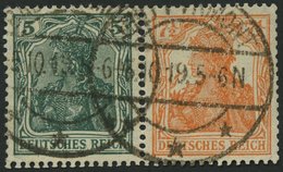 ZUSAMMENDRUCKE W 5ab O, 1919, Germania 5 + 71/2, Pracht, Mi. 70.- - Se-Tenant