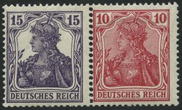 ZUSAMMENDRUCKE W 13aa *, 1918, Germania 15 + 10, Falzreste, Normale Zähnung, Pracht, Mi. 180.- - Zusammendrucke