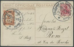 ZEPPELINPOST 10 BRIEF, 1912, 10 Pf. Flp. Am Rhein Und Main Auf Flugpostkarte (Herzogliche Familie, Bild Kopfstehend) Mit - Airmail & Zeppelin