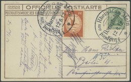 ZEPPELINPOST 10 BRIEF, 1912, 10 Pf. Flp. Am Rhein Und Main Mit Plattenfehler Fuß Des T In Deutsche Gespalten Auf Flugpos - Luft- Und Zeppelinpost