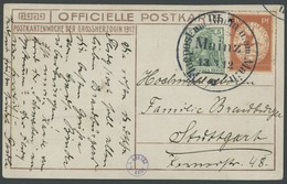 ZEPPELINPOST 10 BRIEF, 1912, 10 Pf. Flp. Am Rhein Und Main Auf Flugpostkarte (Herzogliche Familie/Bild Kopfstehend) Mit  - Posta Aerea & Zeppelin