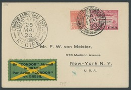 ZEPPELINPOST 59E BRIEF, 1930, Südamerikafahrt, Brasilianische Post, Frankiert Mit 10.000 Rs., Aufdruck USA, Prachtbrief - Airmail & Zeppelin