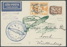 ZEPPELINPOST 102/3 BRIEF, 1931, Ungarnfahrt, Ungarische Post, Rund-und Rückfahrt, Beide Stempel Auf Prachtkarte Mit 2x 1 - Correo Aéreo & Zeppelin