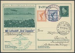 ZEPPELINPOST 166d BRIEF, 1932, Schweizfahrt, Bordpost, Zeppelin-Ganzsachenkarte, Pracht - Airmail & Zeppelin