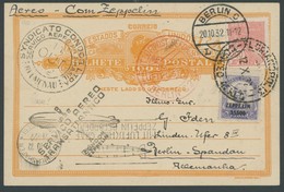 ZEPPELINPOST 190 BRIEF, 1932, 8. Südamerikafahrt, Brasilianische Post, Mit Condor-Stempel BLUMENAU, Prachtkarte - Correo Aéreo & Zeppelin