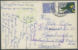 ZEPPELINPOST 227 BRIEF, 1933, 5. Südamerikafahrt, Brasilianische Post, Seltene Zeppelin-Fotokarte Von Sao Paulo Nach Saa - Correo Aéreo & Zeppelin