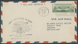 ZEPPELINPOST 244C BRIEF, 1933, Chicagofahrt, US-Post, Chicago-Friedrichshafen, Prachtbrief In Die Schweiz - Correo Aéreo & Zeppelin