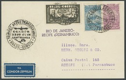 ZEPPELINPOST 252C BRIEF, 1934, 2. Südamerikafahrt, Rio De Janeiro-Recife, Prachtkarte - Airmail & Zeppelin