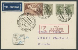 ZEPPELINPOST 266C BRIEF, 1934, 5. Südamerikafahrt, Uruguayische Post, Einschreibkarte, Gepr. Dr. Simon, Pracht - Correo Aéreo & Zeppelin
