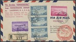 ZEPPELINPOST 408A,B BRIEF, 1936, 1. Nordamerikafahrt, Liechtenstein Post, Einschreibbrief Nach Manila, Frankiert Mit Bei - Correo Aéreo & Zeppelin