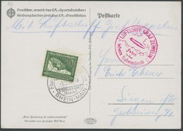 ZEPPELINPOST 456 BRIEF, 1938, Fahrt In Das Sudetenland, Farbige Sportabzeichenkarte Kein Hindernis Ist Unüberwindlich, P - Airmail & Zeppelin