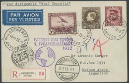 ZULEITUNGSPOST 138 BRIEF, Belgien: 1932, 1. Südamerikafahrt, Einschreibbrief, Pracht - Correo Aéreo & Zeppelin