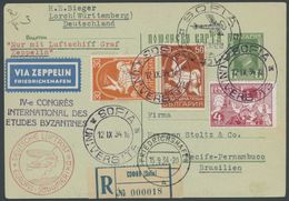 ZULEITUNGSPOST 277 BRIEF, Bulgarien: 1934, 9. Südamerikafahrt, Einschreibkarte, Pracht - Airmail & Zeppelin