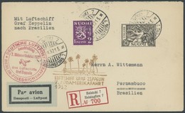 ZULEITUNGSPOST 183B BRIEF, Finnland: 1932, 7. Südamerikafahrt, Anschlussflug Ab Berlin, Einschreibbrief, Pracht - Correo Aéreo & Zeppelin