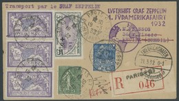 ZULEITUNGSPOST 138 BRIEF, Frankreich: 1932, 1. Südamerikafahrt, Kleinformatiger Einschreibbrief, Pracht - Airmail & Zeppelin