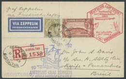 ZULEITUNGSPOST 232B BRIEF, Gibraltar: 1933, 7. Südamerikafahrt, Anschlußflug Ab Berlin, Einschreibbrief, Pracht, Bei Sie - Correo Aéreo & Zeppelin