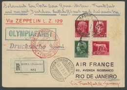 ZULEITUNGSPOST 360 BRIEF, Italien: 1936, 10. Südamerikafahrt, Einschreib-Drucksache, Wegen Adressierung Nach Rio De Jane - Correo Aéreo & Zeppelin