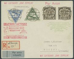 ZULEITUNGSPOST 214B BRIEF, Lettland: 1933, 2. Südamerikafahrt, Anschlussflug Ab Berlin, Einschreibbrief, Pracht, Mehrfac - Airmail & Zeppelin