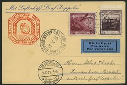 ZULEITUNGSPOST 195 BRIEF, Liechtenstein, 1932, 9. Südamerikafahrt, Prachtkarte Mit Guter Frankatur - Correo Aéreo & Zeppelin