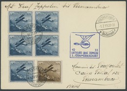 ZULEITUNGSPOST 219 BRIEF, Liechtenstein: 1933, 3. Südamerikafahrt, Frankiert U.a. Mit 5x Mi.Nr. 111 (Viererblock Und Ein - Airmail & Zeppelin